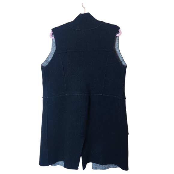 Moth Anthropologie Morris Wool Blend Duster Sweater Vest M/L Petite Black Gray - Picture 2 of 12